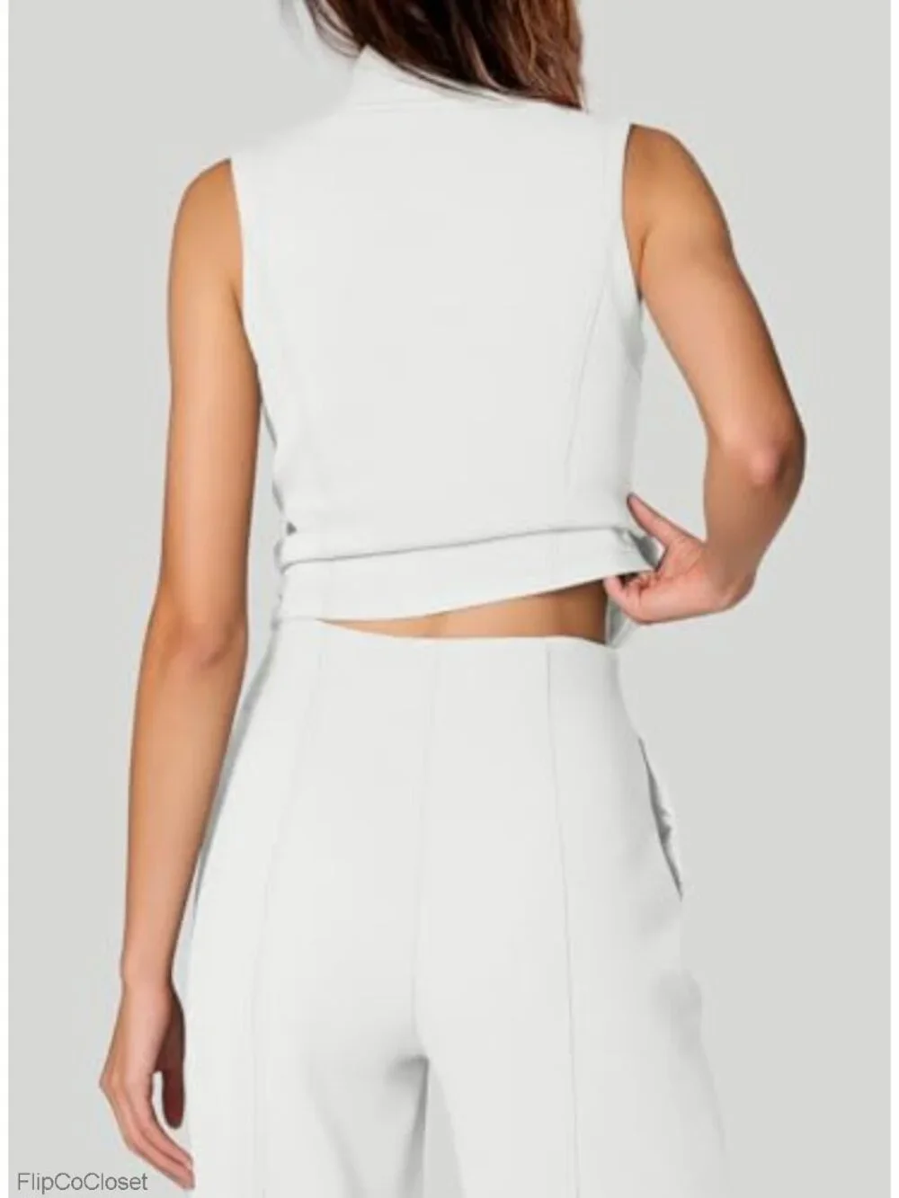 Wide Leg Jumpsuit V-Neck Sleeveless Formal Dressy One Piece